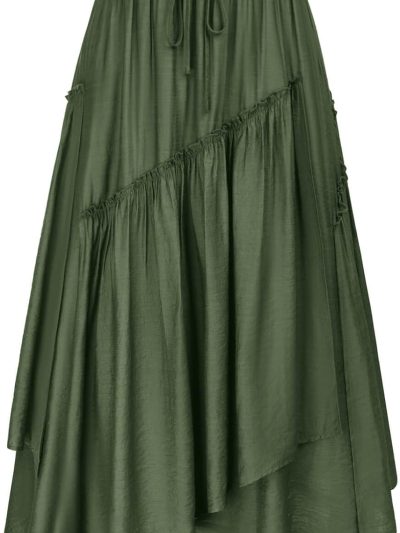 Long Skirts for Women Renaissance Costume Pirate Maxi Skirt Plus Size with Pockets