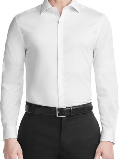 Men Dress Shirt Slim Fit Ultra Wrinkle Free Flex Collar Stretch