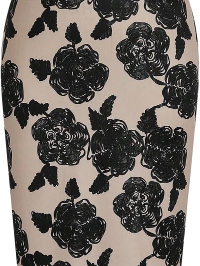 Women Plus Size Floral Print Pencil Skirt High Waist Bodycon Midi Skirts