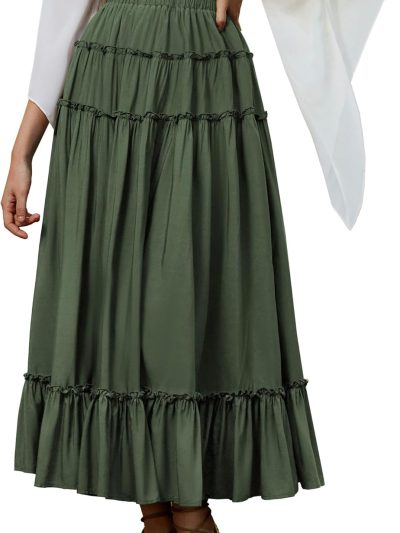 High Waisted Long Skirts for Women Fall Plus Size  Maxi Skirt